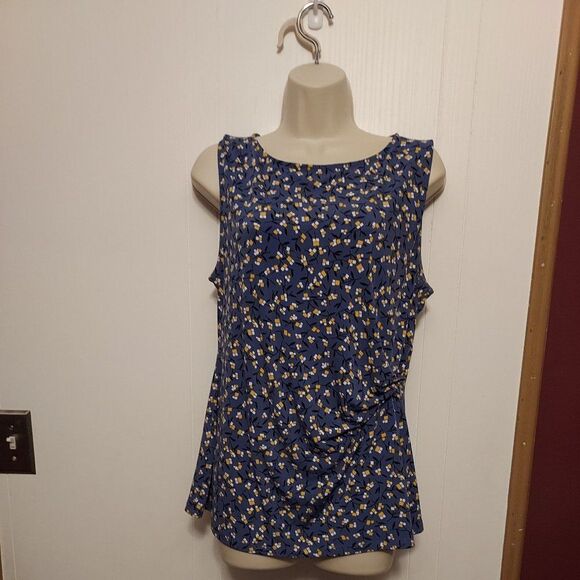 Anne Klein  L EX cond blue,yellow,white arm pit to pit 19 1/4 length 26 - Picture 1 of 3